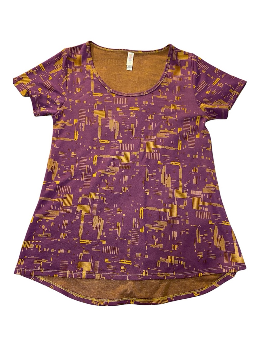 LuLaRoe Purple & Mustard Geometric Scoop Neck Tee